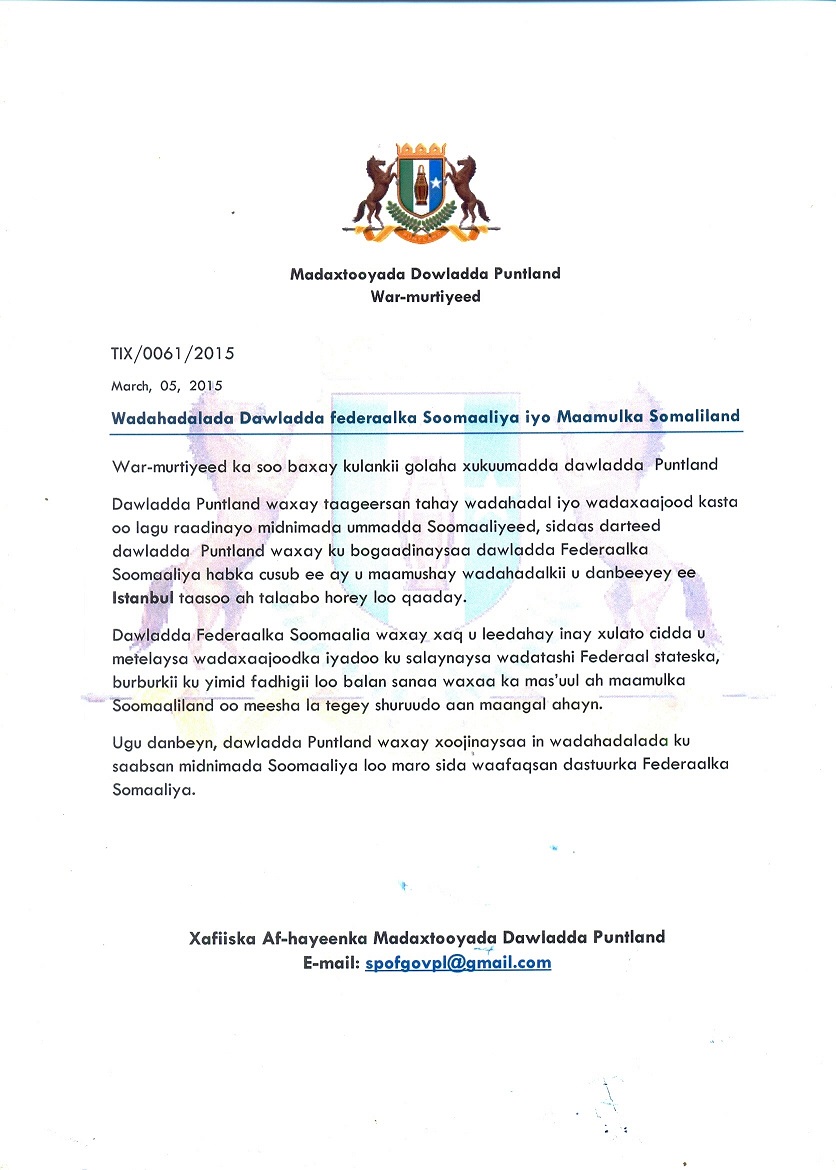 Wadahadalada DFS & Somaliland: Oo Puntland ”ma dameer Dhaan raacday baa?”